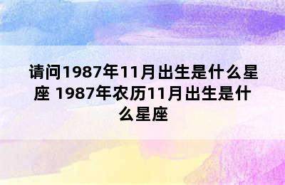 请问1987年11月出生是什么星座 1987年农历11月出生是什么星座